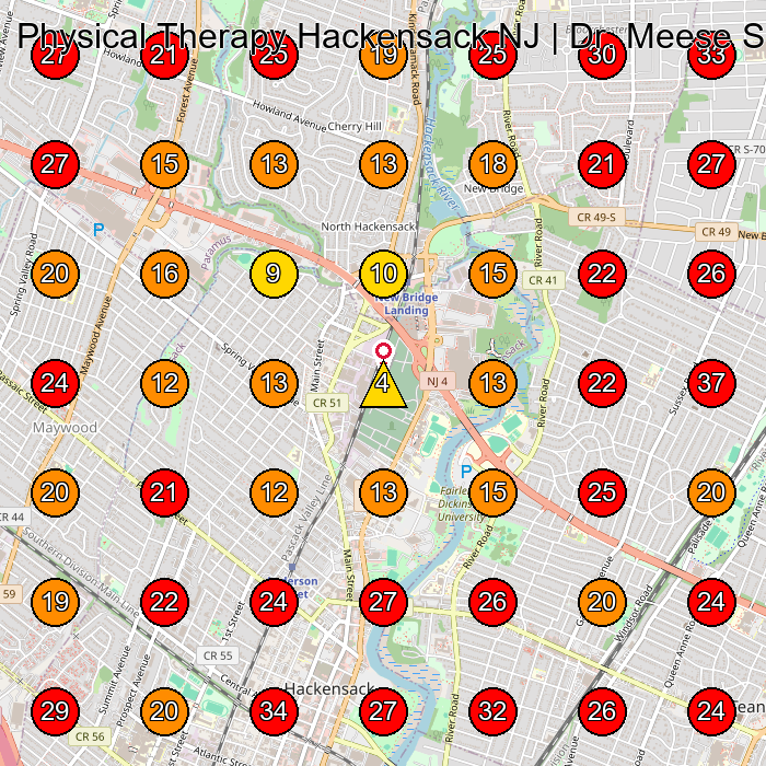 Physical Therapy Hackensack NJ | Dr. Meese Sports Medicine GeoGrid visibility map for Physical Therapy Clinic in Hackensack